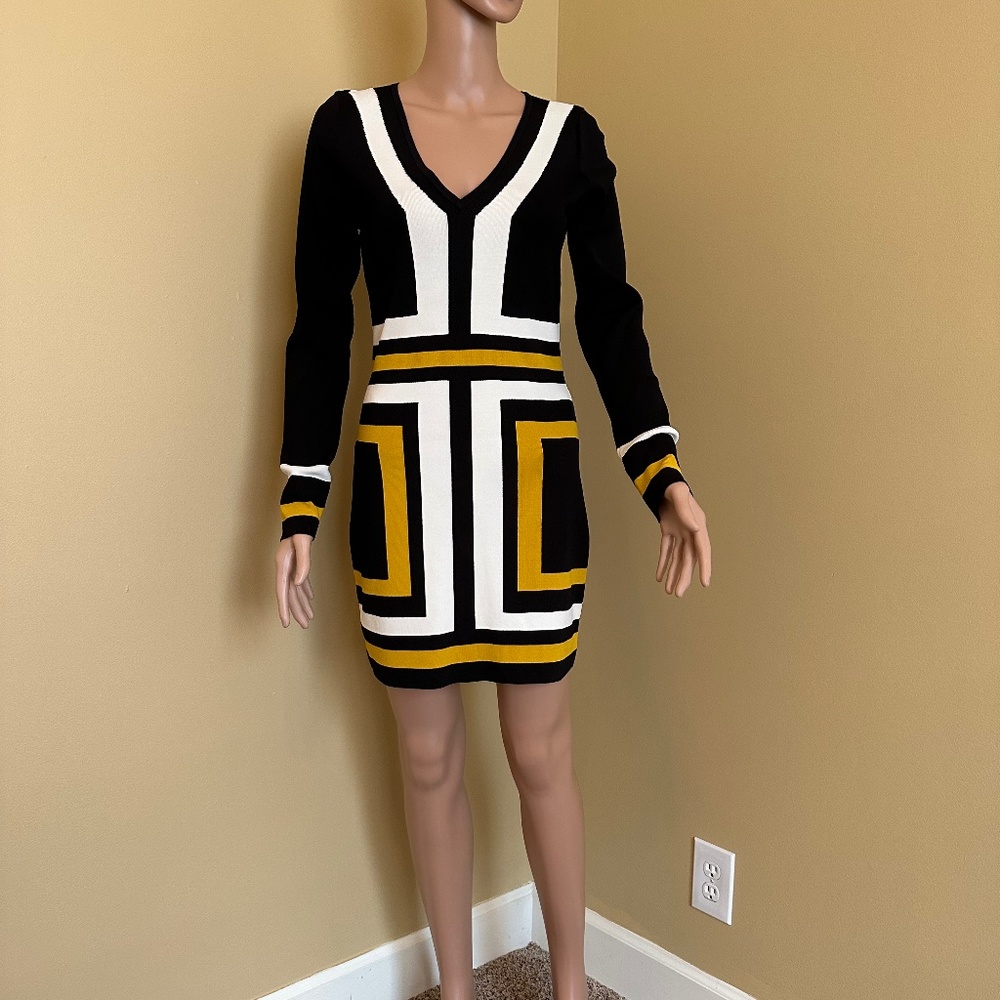 INC Viscose and Nylon Geometric Dress, Size M